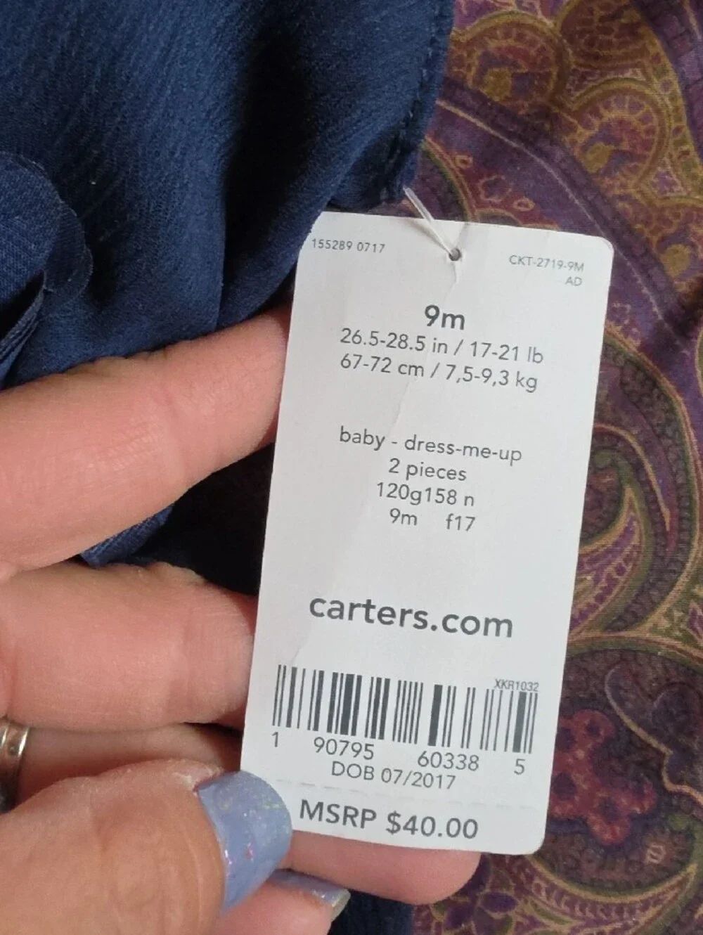 Carter's Navy Sleeveless Pleated Dress with Flower Accent